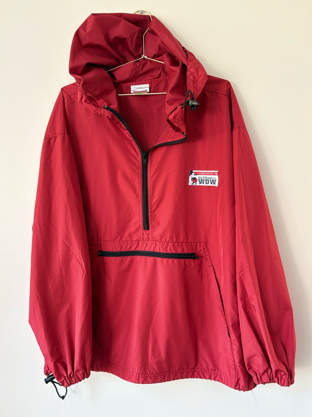 Disney Parks Walt Disney World WDW Red Hooded Packable Windbreaker XXL